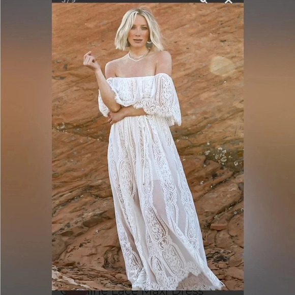 Baltic Born Leon Off Shoulder Whimsy Fairy Lace Maxi Dress - Picture 3 of 10